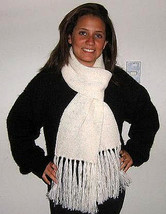 White wool scarf, shawl made of Alpacawool - $39.00