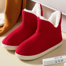 Women Men Warm Ankle Boots Lattice Snow Slip On Winter Fur Shoes Soft Sole High  - £20.89 GBP
