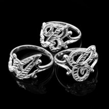 Sterling Silver Sparkle-Cut Letter Initial Script Ring - £19.65 GBP