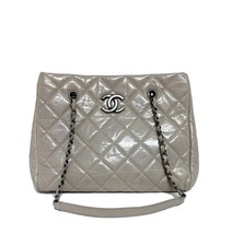 Chanel Leather Gray Quilted Tote Bag - £1,408.23 GBP