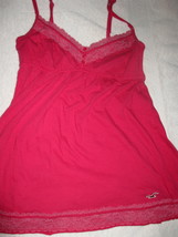 Junior Womans Bettys Sz Small Hollister Bright Pink Babydoll Lace Tank Top Cami - £11.98 GBP