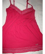 JUNIOR WOMANS BETTYS SZ SMALL HOLLISTER BRIGHT PINK BABYDOLL LACE TANK TOP CAMI - $14.99