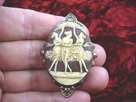 CL5-7) Three Muses Graces Faith Hope Charity Goddess Brown Cameo Pendant Jewelry - £28.39 GBP
