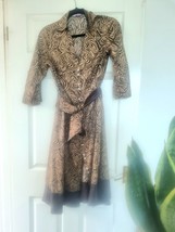 MONSOON Size 10 Midi Dress Brown Cotton Excellent Condition Button Doan - £16.81 GBP