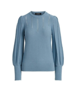 Lauren Ralph Lauren Sz XL Puff Sleeve Sweater Blue Marmie Reverse Jersey... - $687.41 MXN
