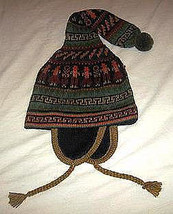 Ethnic peruvian Chullo, Woolly Hat with ear flaps, hand embr - £38.48 GBP