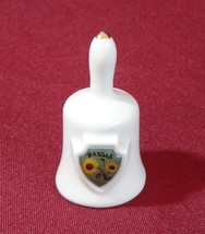 Kansas Porcelain Ceramic Miniature Sunflower Bell White Gold Tipped Souvenir - £1.59 GBP