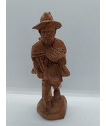 Hand-Carved Wooden Barefoot Traveler Hobo Man Sculpture Figurine  - $20.25 CAD