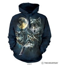 The Mountain Moon Wolves Wolf Pack Collage Hoodie Size Medium M Mens - £41.39 GBP