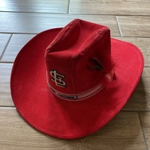 Vintage MLB St. Louis Cardinals Red Suede Cowboy Hat Size Medium Rare - £99.05 GBP