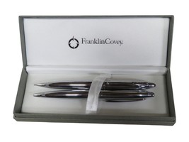 NIB NEW Franklin Covey Ball Point Pen &amp; .9mm Pencil Set Satin Chrome Wel... - £9.82 GBP