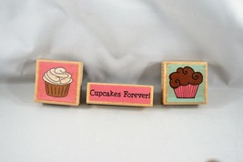 Frosted Cupcake Cupcakes Forever Rubber Stamps Set of 3 Hampton Arts Stu... - £5.40 GBP