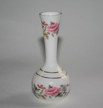 Fenton English Bone China 4&quot; Floral Pink Rose Mini Bud Vase  #2407 - $20.00