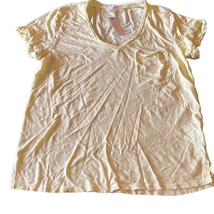 Anthropologie T.LA Women&#39;s Medium Yellow Classic Solid Print V-neck Top Shirt - £21.66 GBP