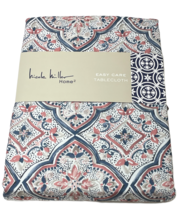 Nicole Miller Easy Care Tablecloth 60 x 104&quot; Blue Pink Water Resistant - £23.74 GBP