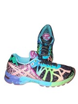 Asics Gel Noosa Tri 9 Black Neon Coral Green Ladies Running Shoes Size 6.5 - £28.03 GBP