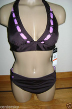 New $128 Anne Cole Women&#39;s 2 Pc Swimsuit Set Top Sz XS/Bottom Sz M Brown/Purple - £35.03 GBP