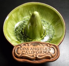Treasure Craft Pottery Trinket Dish Los Angeles Sombrero Shape Bright Greens - £9.58 GBP