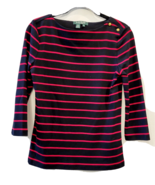 Ralph Lauren Women&#39;s Size Small 3/4 Sleeve Striped Shirt logo buttons - £15.99 GBP