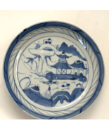 Antique Chinese 19th C. Export Canton Small Plate 5 3/4&quot; River Village S... - £27.83 GBP