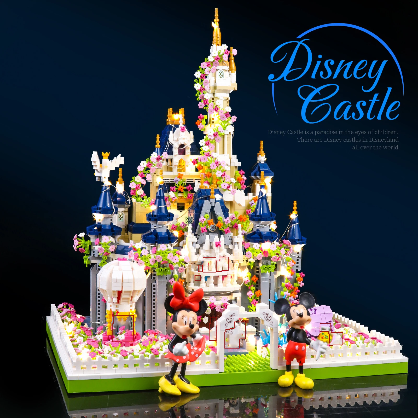 5300pcs+ Blue Disney Garden Castle Building Blocks Architecture Model Mi - £101.39 GBP