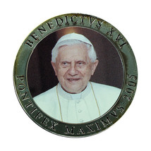 Vatican Medal Pope Benedict XVI 40mm Silver Plated &amp; Colored + CoA 01597 - £23.66 GBP