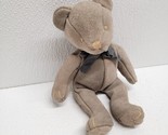 Edelman Leather Brown Gray Teddy Bear Sitting Plush Stuffed Animal Weighted - $54.35
