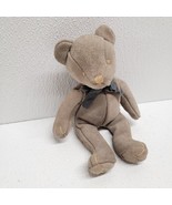 Edelman Leather Brown Gray Teddy Bear Sitting Plush Stuffed Animal Weighted - £42.64 GBP