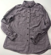 Purple Women’s Shirt Heathered LS Button Top Sz Xs Pocket Top - £9.48 GBP
