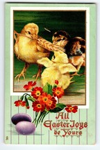 Easter Postcard Baby Chicks Purple Egg Polyanthus Flowers Series 706 Tuck - £3.64 GBP