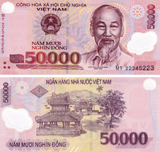 Banknotes (1) Vietnam 2022 50,000 Dong Polymer Note New Uncirculated - $5.95