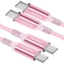 100W Usb C To Usb C Cable Pink, 10Ft Long [2-Pack], Type C Super Fast Charging,  - £25.27 GBP