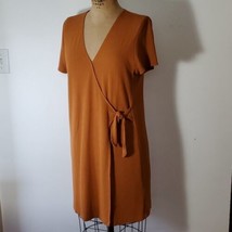 Madewell Dress Size L Texture and Thread Wrap Golden Siena Knit Short Sl... - $55.86