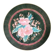 Green Floral Plate Vintage Chinese Import Hand Painted 10.5&quot; - £20.97 GBP