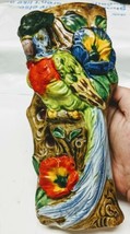 Vtg Maruhon Ware? Parrot Bird Flowers Tree Colorful Pocket Planter Hand Painted - £19.43 GBP