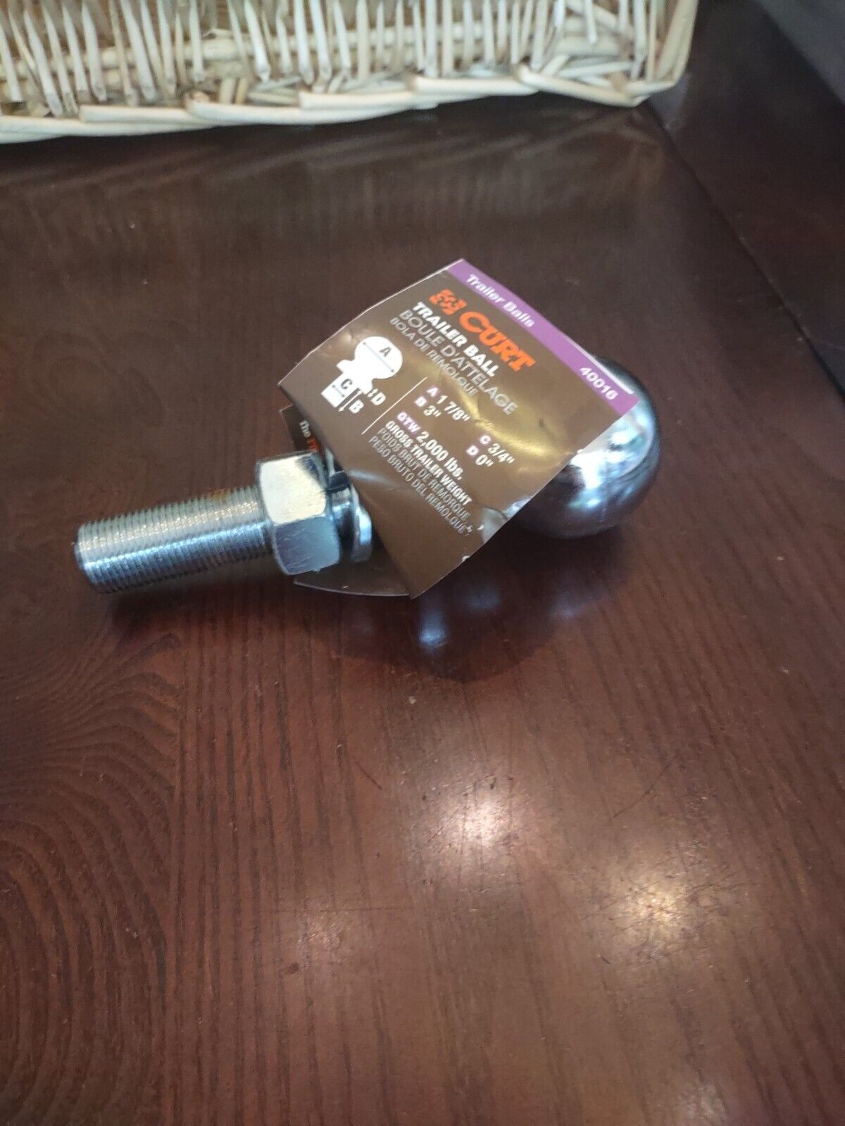 Curt 1-7/8&quot; Trailer Ball 3/4&quot; x 3&quot; Shank 2000 lbs. Chrome x 40016 - $13.74