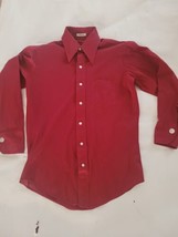  70s Lancer Kingspoint California Mens Burgundy Long Sleeve Flip Cuff Shirt Sz M - £27.25 GBP