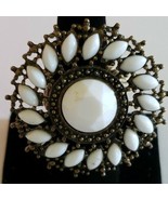 Bronze Beaded Elastic Band ~ White  Gemstones Circular Ring ~ Size 8-10 ... - $285.35 MXN