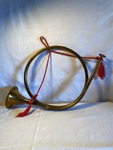 Hunting French Horn Brass with red cord, tassles, VTG 1940&#39;s - $33.21