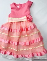 Jessica Ann Formal Fancy Dress 18 Mos Yellow Pink Ruffles Lined  - £25.58 GBP