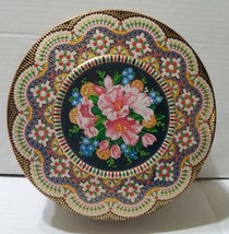 Vintage Daher Round Floral Decorated Tin Long Island NY Made in England with Lid - $20.31