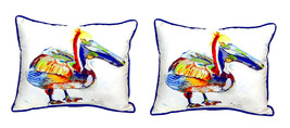 Pair of Betsy Drake Heathcliff Pelican Large Indoor Outdoor Pillows 16 X 20 - £70.08 GBP