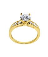 Solid Genuine 14k Yellow Gold 1 3/8ct Round Fine Cubic Zirconia Engageme... - $6,996.95 MXN+