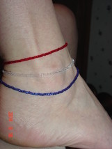 Red, White &amp; Blue 4th of July Sparkly Anklets Czech Preciosa beads (toe ... - £7.92 GBP