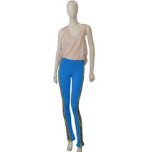 Off White Athleisure Blue w. Lime Side Logo Stripe Leggings trousers pan... - $147.51