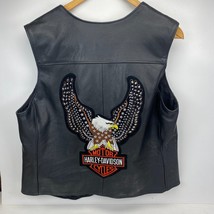 Harley-Davidson Womens Black Leather Sleeveless American Motorcycle Vest Size XL - £66.99 GBP