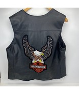 Harley-Davidson Womens Black Leather Sleeveless American Motorcycle Vest Size XL - $84.11