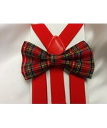 TARTAN PLAID BOWTIE Suspenders Set- Boy&#39;s, Men, Toddler, Big Tall, Chris... - €27,79 EUR