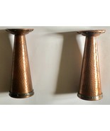 1920s Arts and Crafts Hammered Copper and Brass Pair of Candlesticks 9.5... - £781.80 GBP
