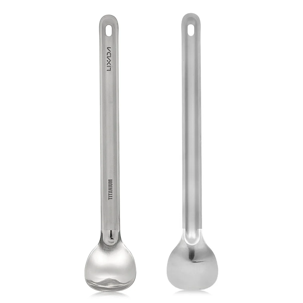 Sporting Titanium Long Handle Spoon with Polished Al Outdoor Portable Spoon Cutl - £23.62 GBP